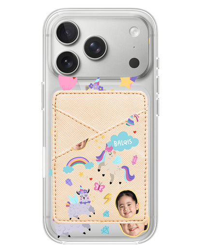 iPhone Phone Wallet Case - Face Grid Unicorn