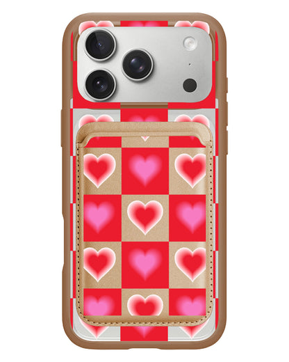 iPhone Magnetic Wallet Case - Love Checkered