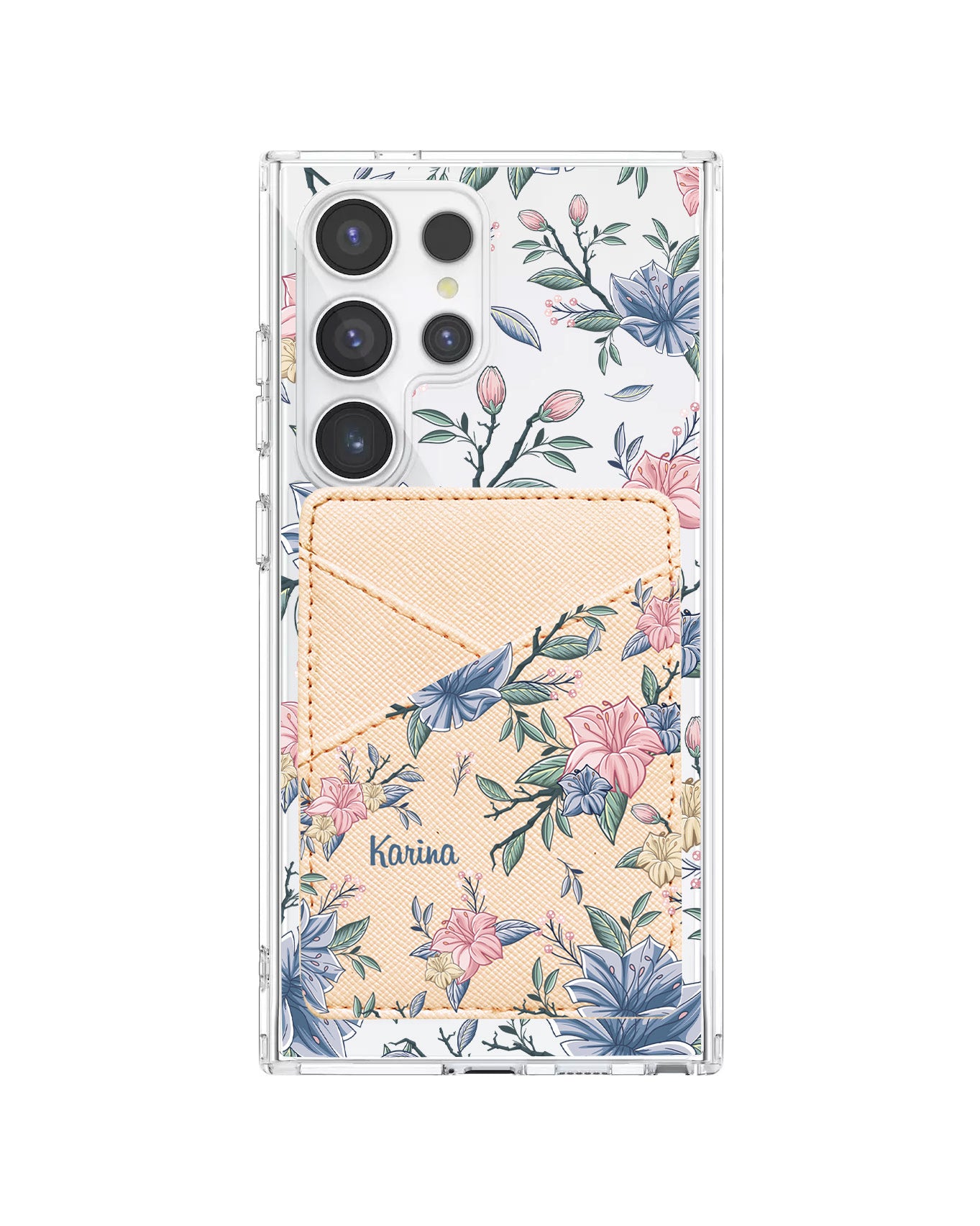 Android Phone Wallet Case - Pink & Blue Floral