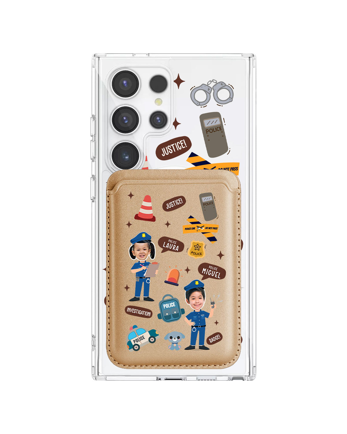 Android Magnetic Wallet Case - Face Grid Dream Police