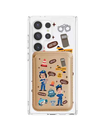 Android Magnetic Wallet Case - Face Grid Dream Police