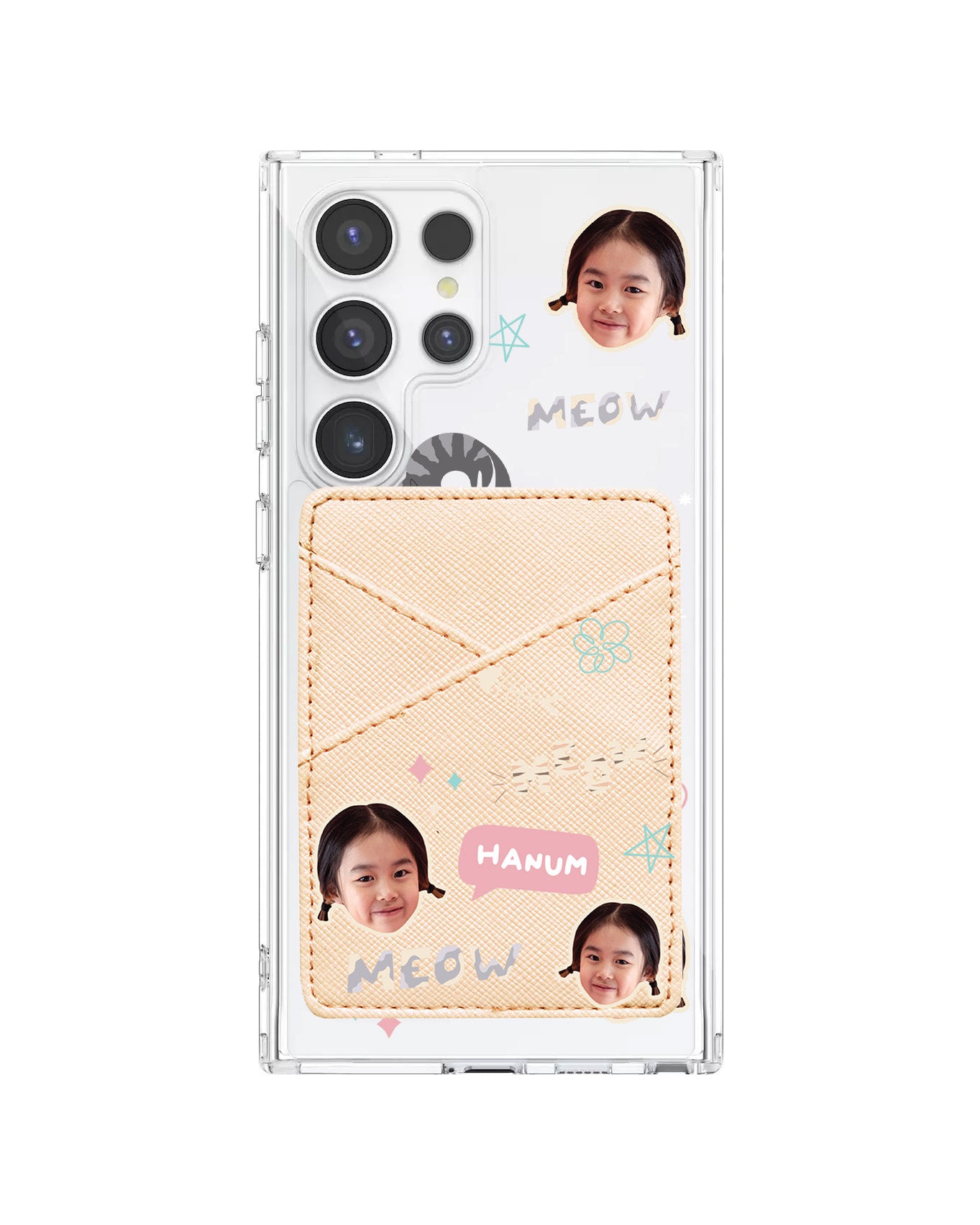 Android Phone Wallet Case - Face Grid Kitty