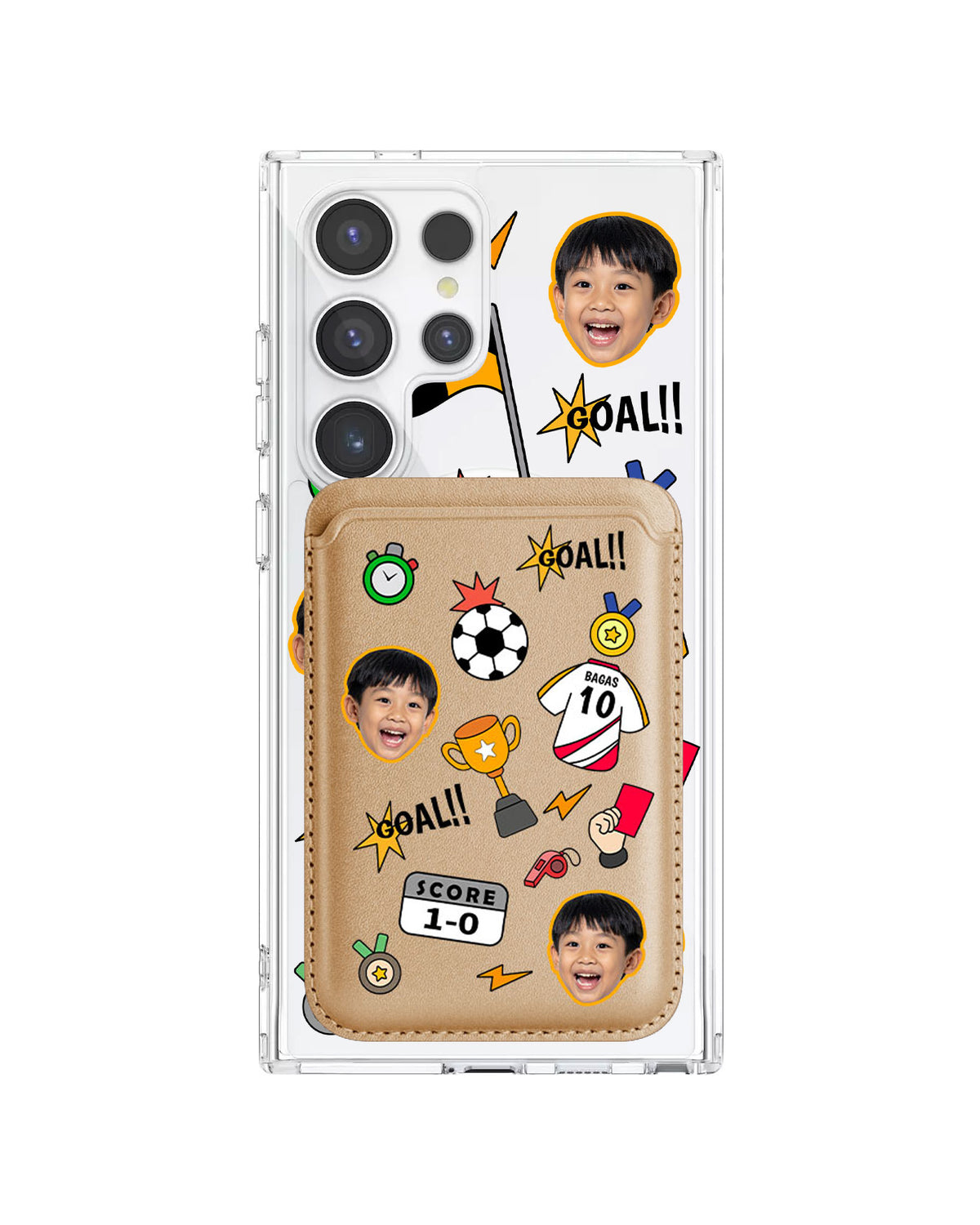 Android Magnetic Wallet Case - Face Grid Soccer
