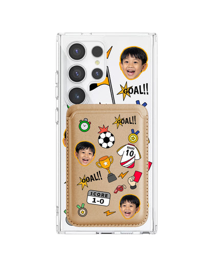 Android Magnetic Wallet Case - Face Grid Soccer