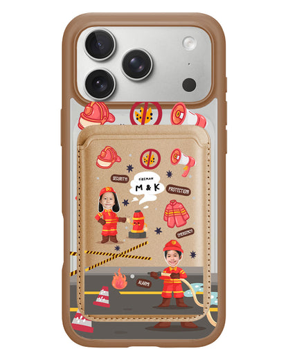 iPhone Magnetic Wallet Case - Face Grid Dream Firefighter
