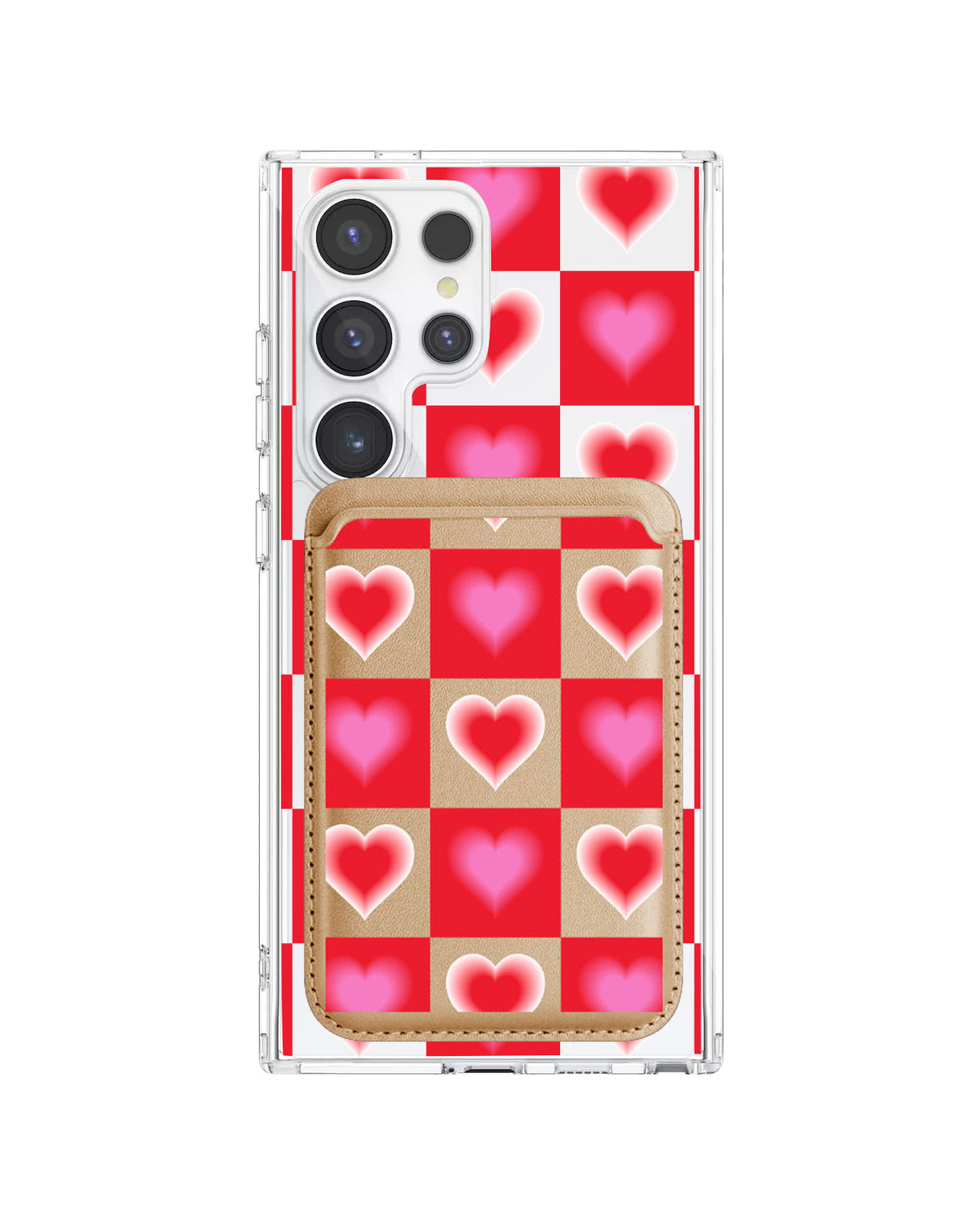 Android Magnetic Wallet Case - Love Checkered