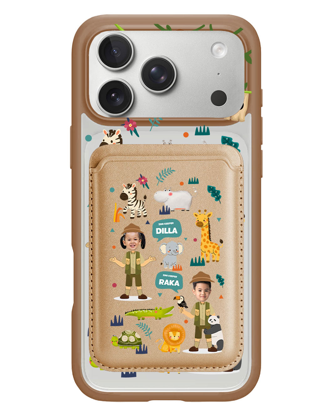 iPhone Magnetic Wallet Case - Face Grid Dream Zoo Keeper