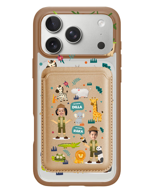 iPhone Magnetic Wallet Case - Face Grid Dream Zoo Keeper