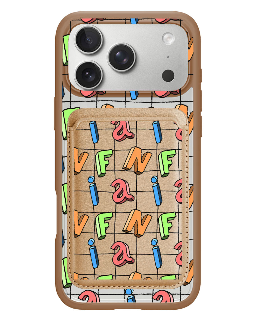 iPhone Magnetic Wallet Case - Playful Monogram