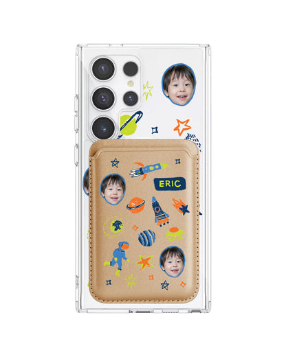 Android Magnetic Wallet Case - Face Grid Galaxy
