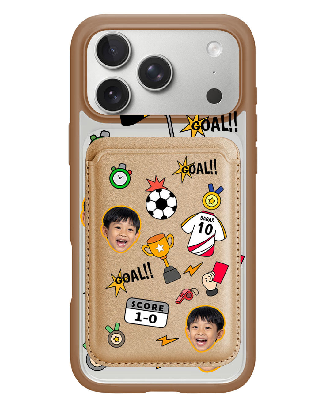 iPhone Magnetic Wallet Case - Face Grid Soccer