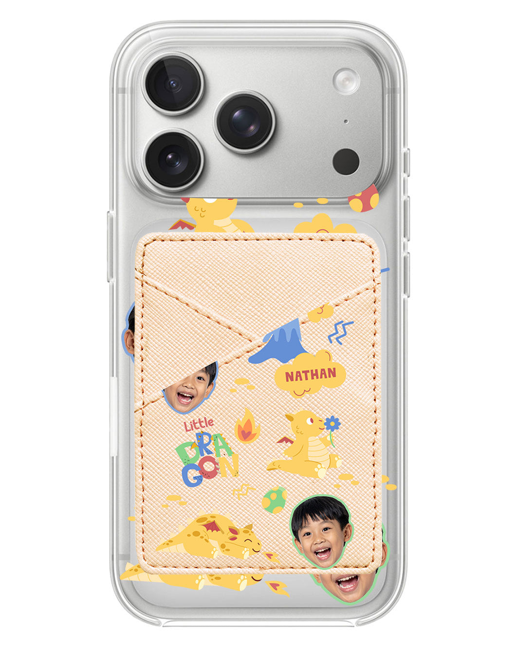 iPhone Phone Wallet Case - Face Grid Little Dragon