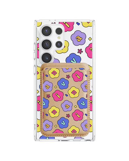 Android Magnetic Wallet Case - Flower Petals Monogram 2.0