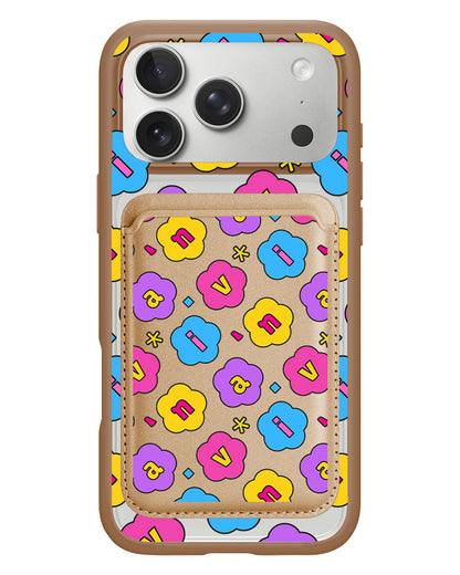 iPhone Magnetic Wallet Case - Flower Petals Monogram 4.0
