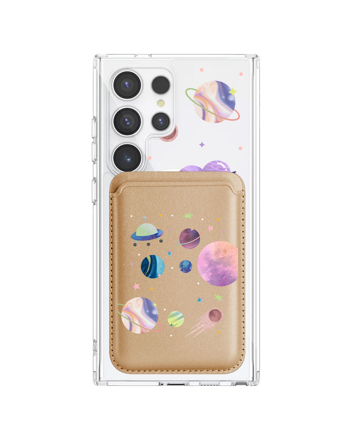 Android Magnetic Wallet Case - Pink Planet