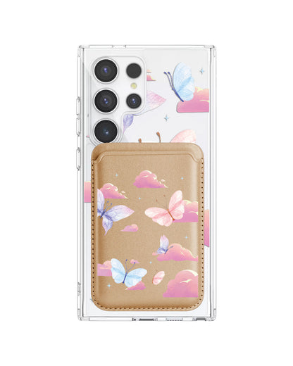 Android Magnetic Wallet Case - Butterfly & Clouds