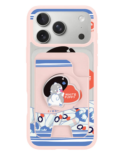 iPhone Magpop Wallet - White Puppy