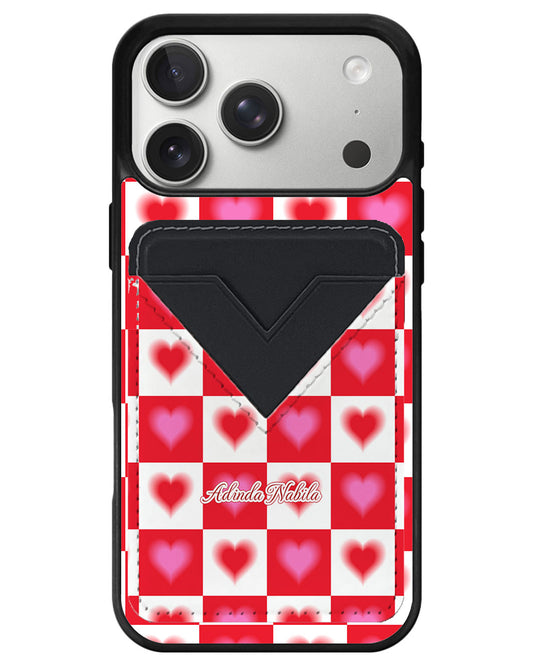 iPhone Avant Wallet Case - Love Checkered