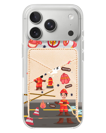 iPhone Phone Wallet Case - Face Grid Dream Firefighter