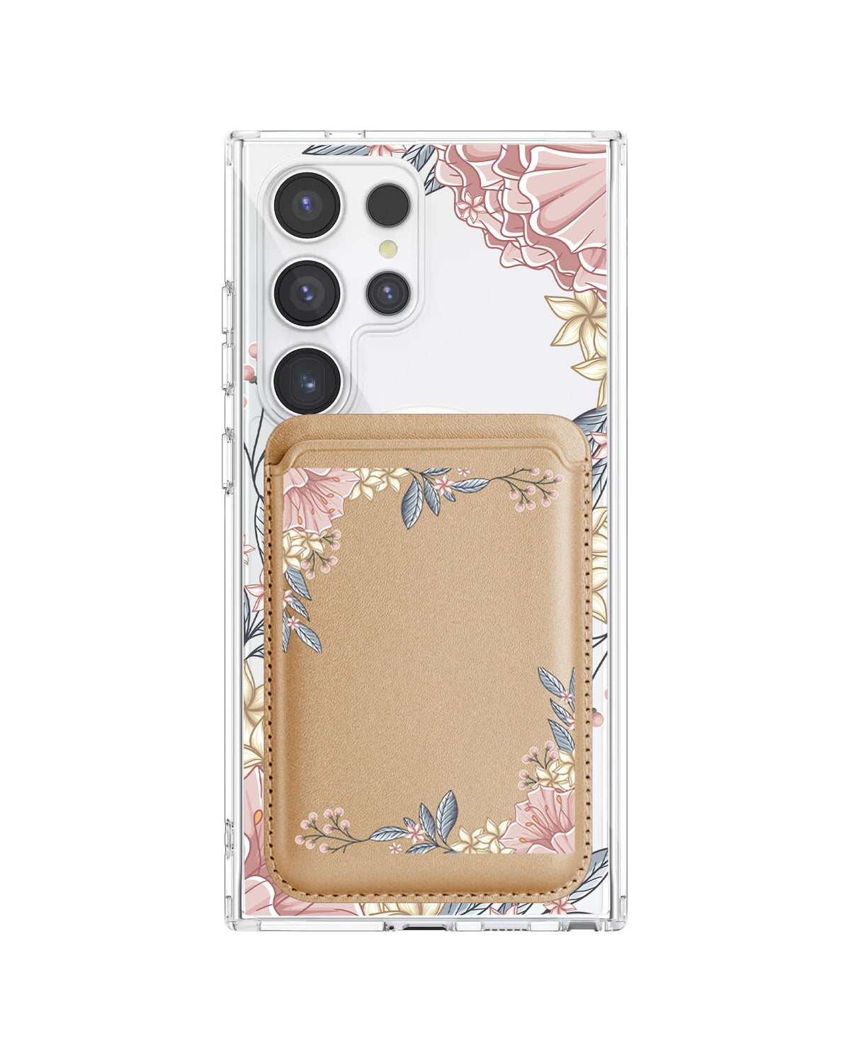 Android Magnetic Wallet Case - Pink Florals