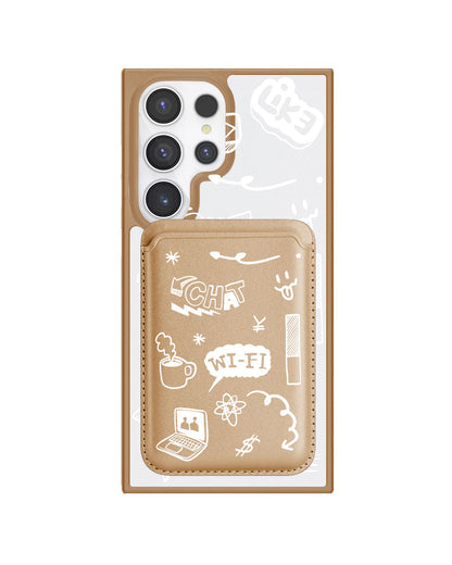 Android Magnetic Wallet Case - Social White
