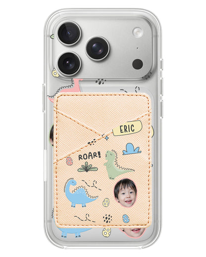 iPhone Phone Wallet Case - Face Grid Dino