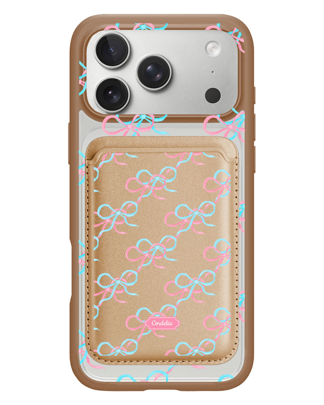 iPhone Magnetic Wallet Case - Coquette Pink & Blue Bow