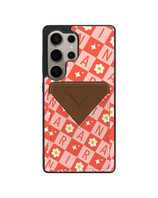 Android Avant Wallet Case - Flower Grid Monogram 2.0