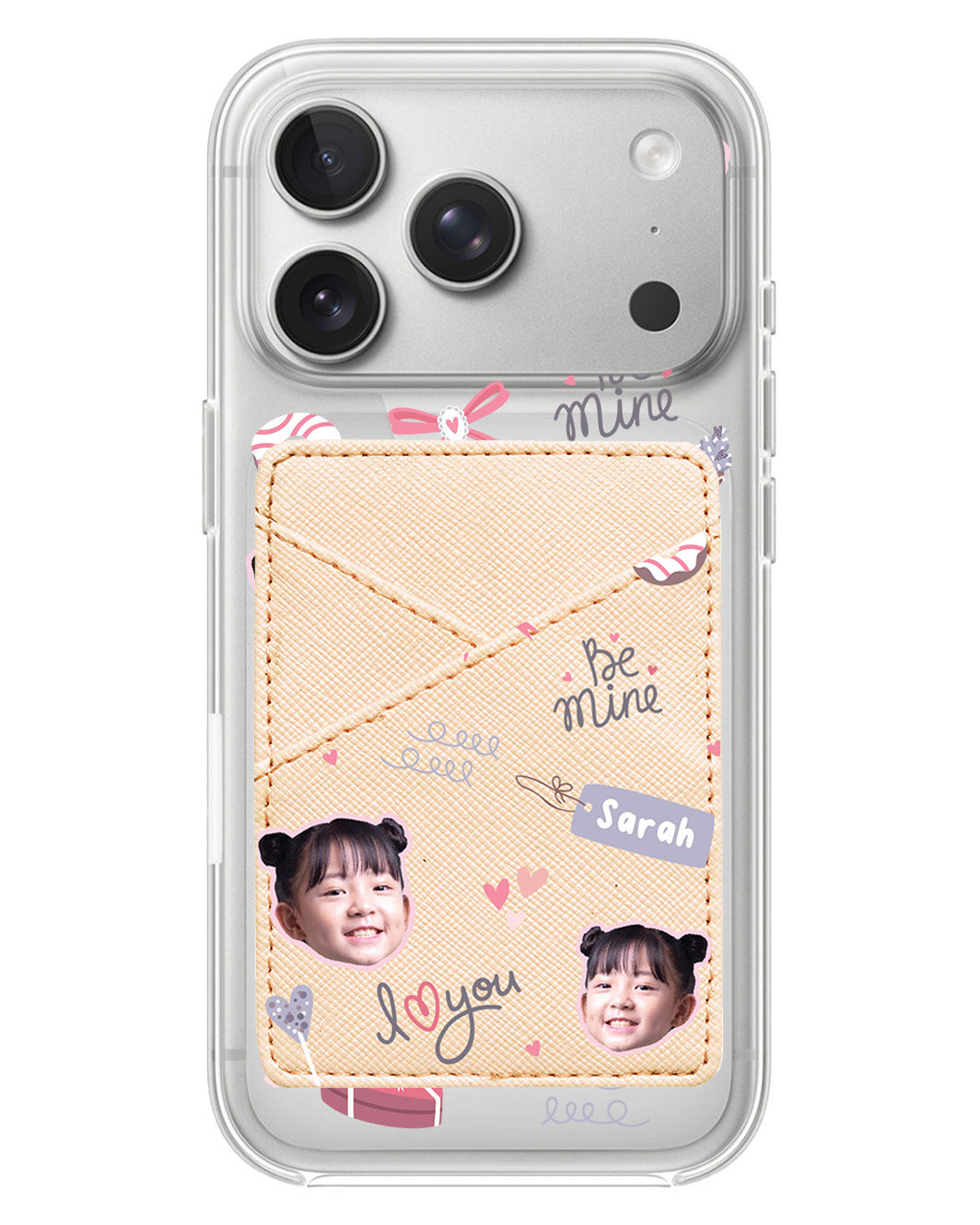 iPhone Phone Wallet Case - Face Grid Lovely