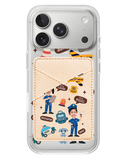 iPhone Phone Wallet Case - Face Grid Dream Police