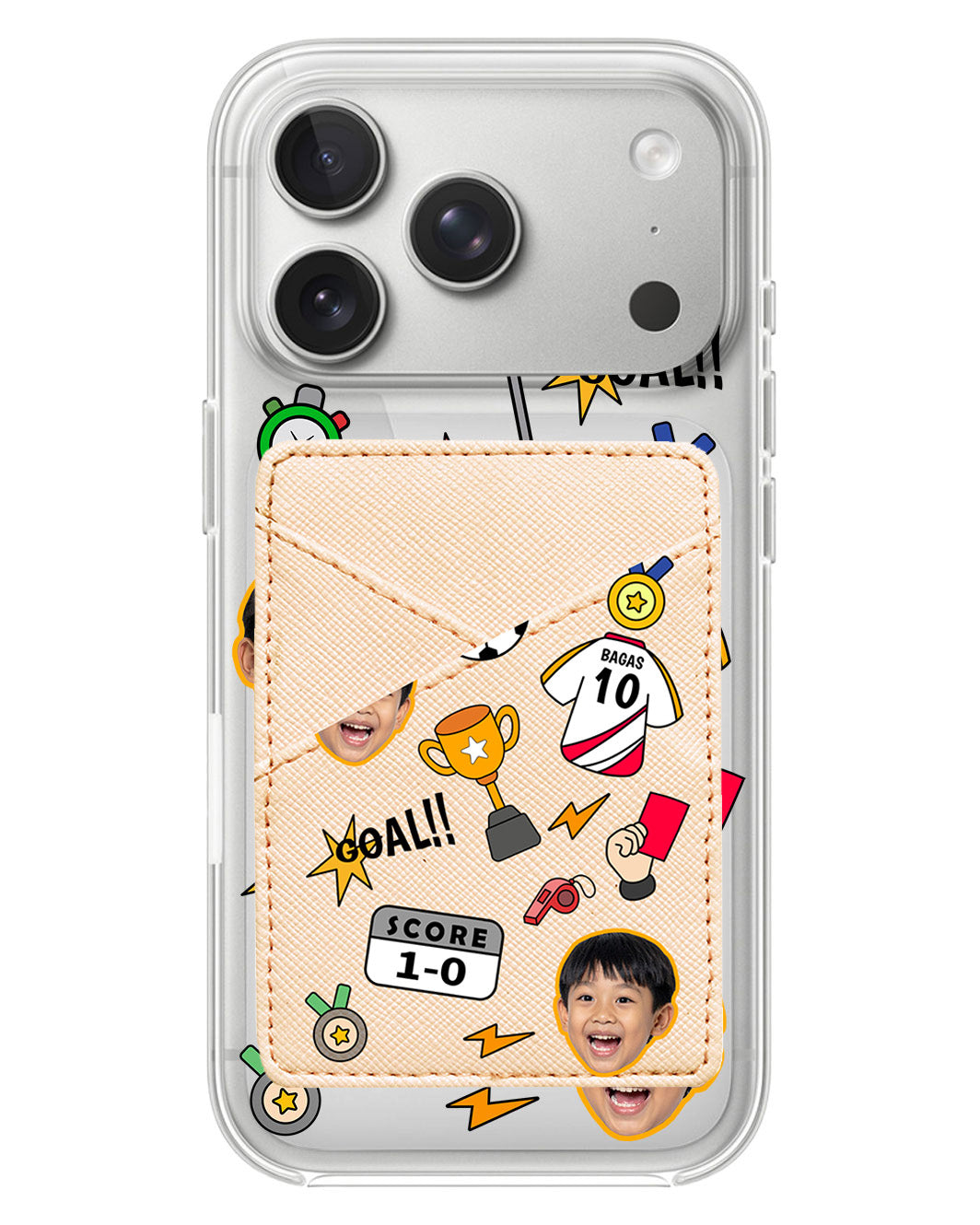 iPhone Phone Wallet Case - Face Grid Soccer