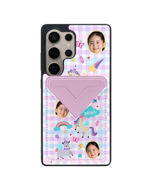 Android Avant Wallet Case - Face Grid Unicorn