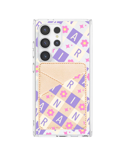 Android Phone Wallet Case - Flower Grid Monogram 3.0