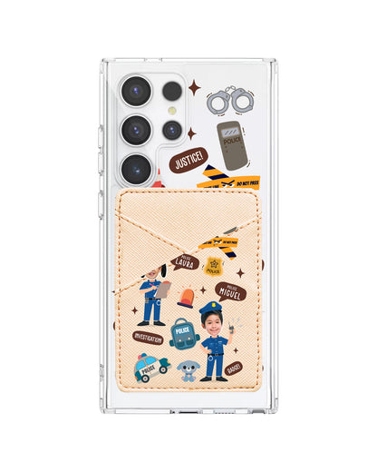 Android Phone Wallet Case - Face Grid Dream Police
