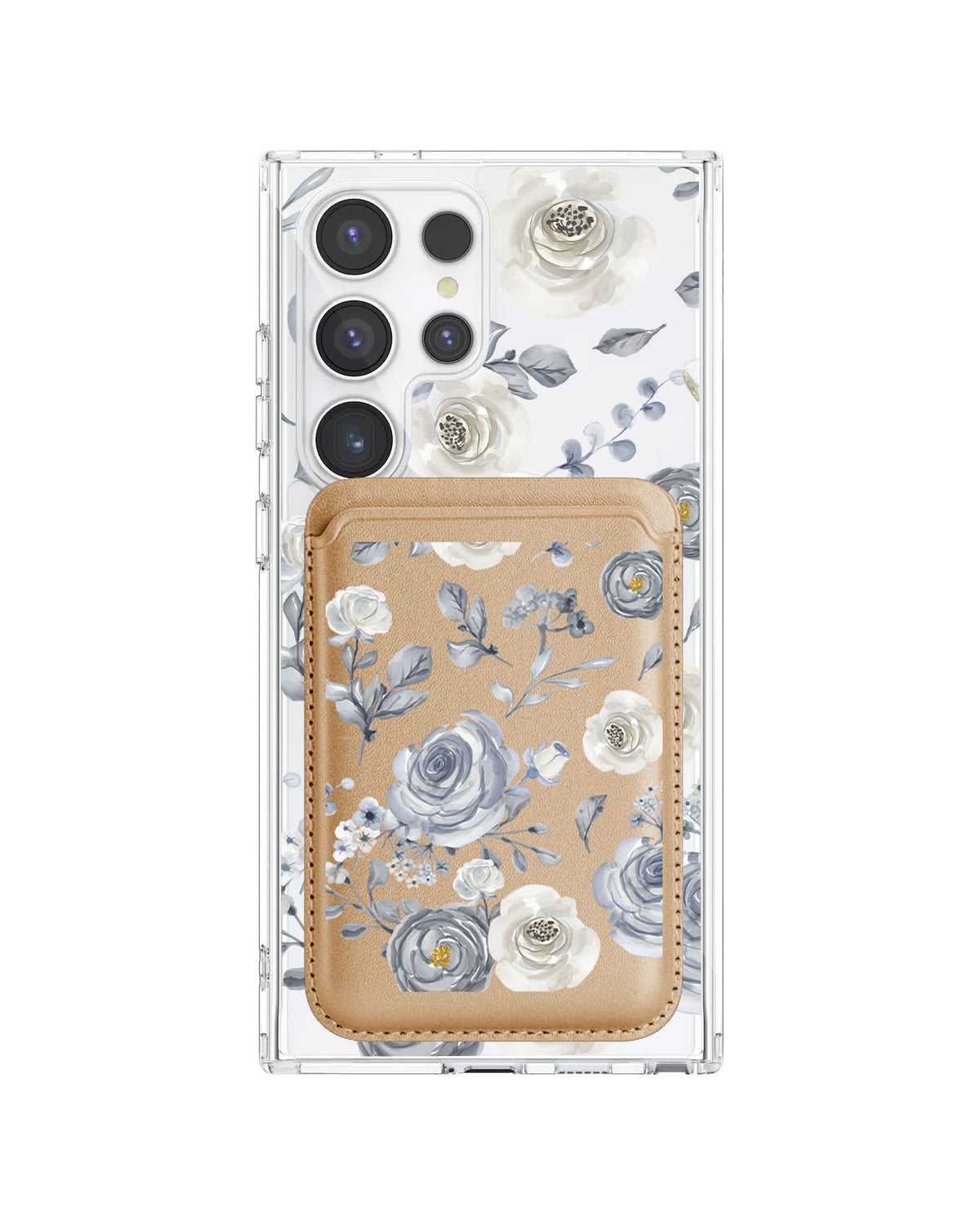 Android Magnetic Wallet Case - Blue Rose