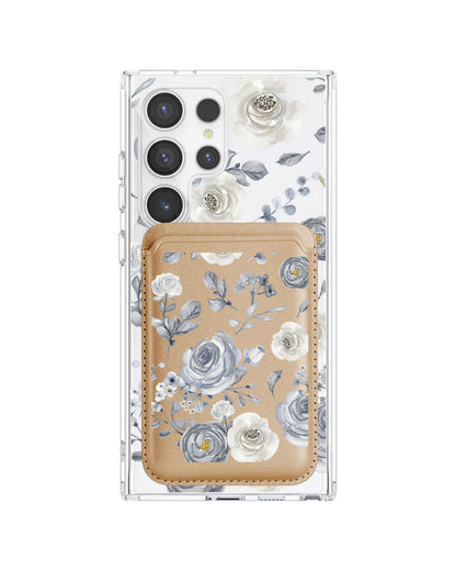 Android Magnetic Wallet Case - Blue Rose