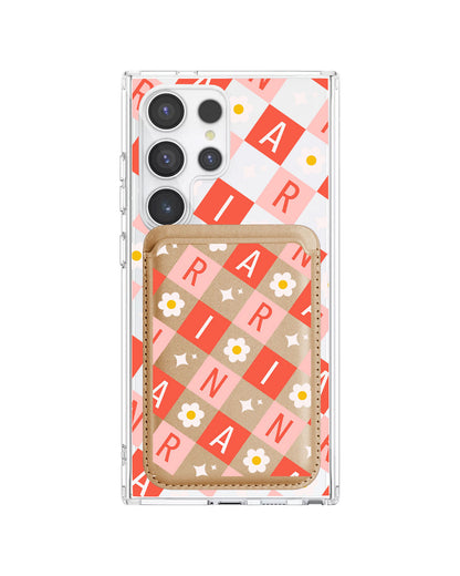 Android Magnetic Wallet Case - Flower Grid Monogram 2.0