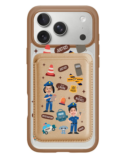 iPhone Magnetic Wallet Case - Face Grid Dream Police