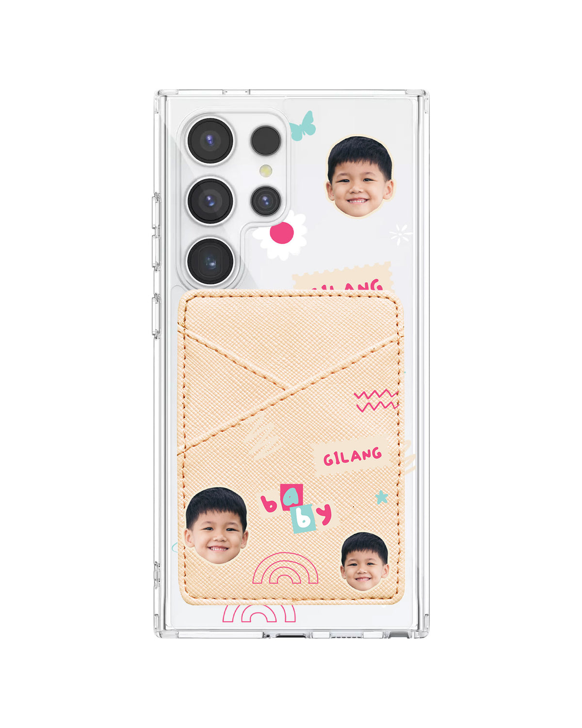 Android Phone Wallet Case - Face Grid Abstract