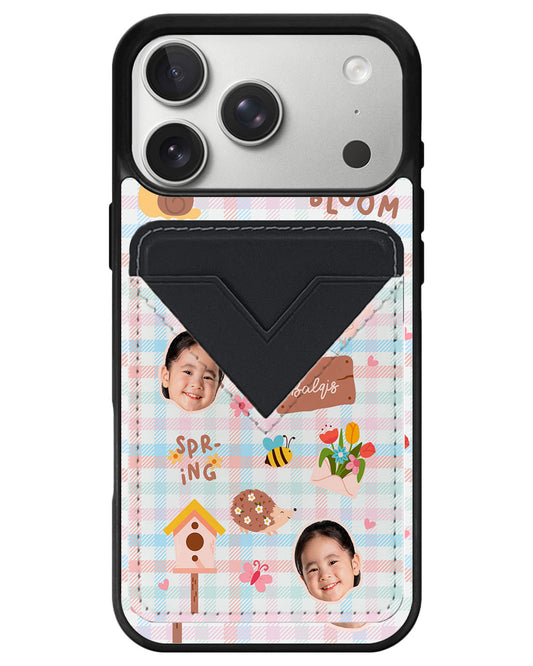 iPhone Avant Wallet Case - Face Grid Spring Bloom