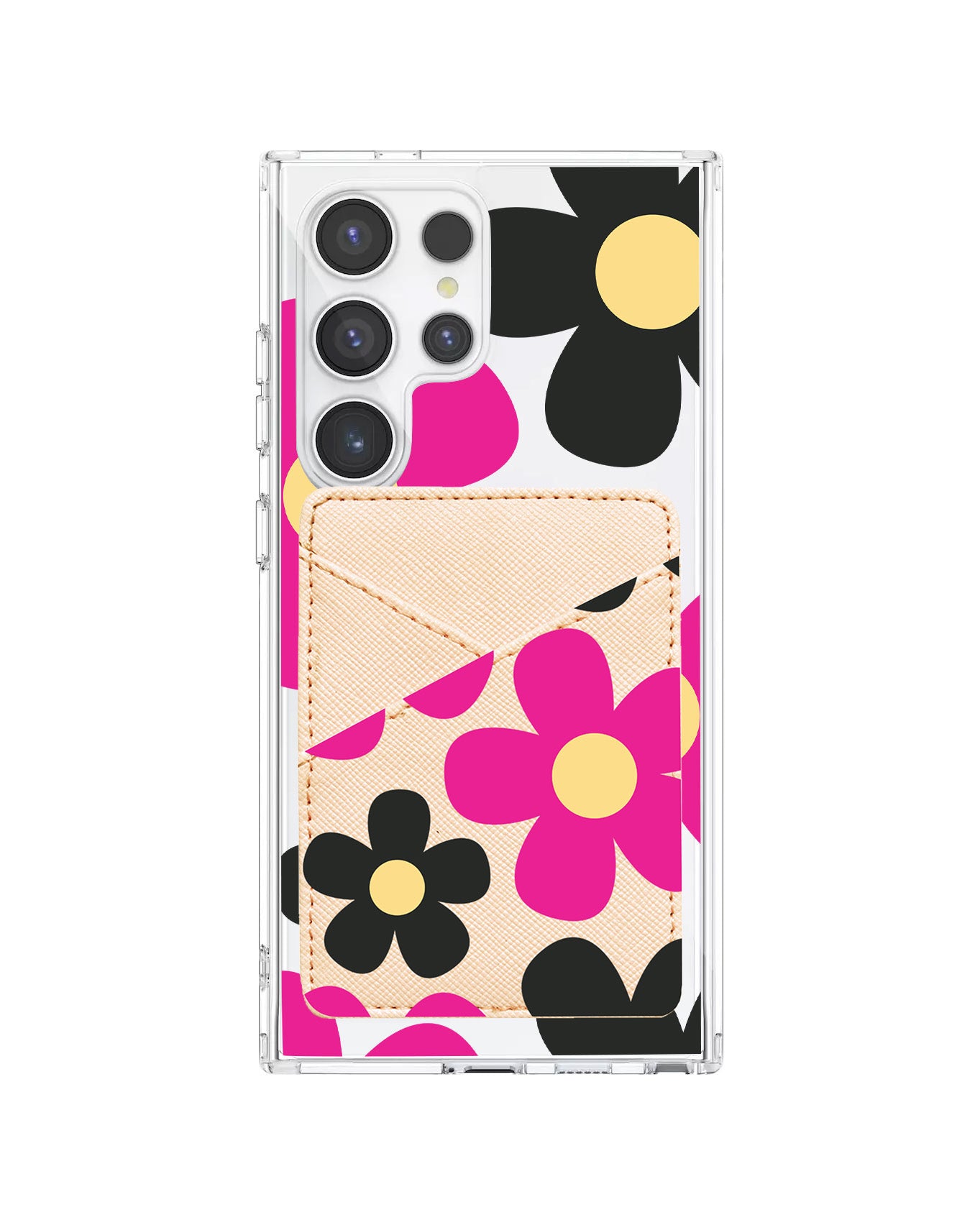 Android Phone Wallet Case - Daisy Hot Pink
