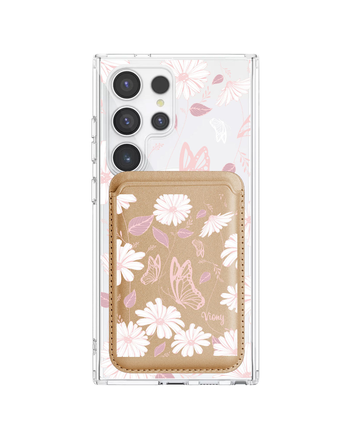 Android Magnetic Wallet Case - Butterfly & Daisy