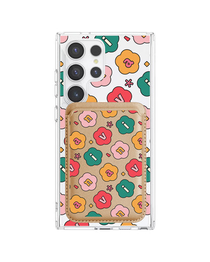 Android Magnetic Wallet Case - Flower Petals Monogram 3.0