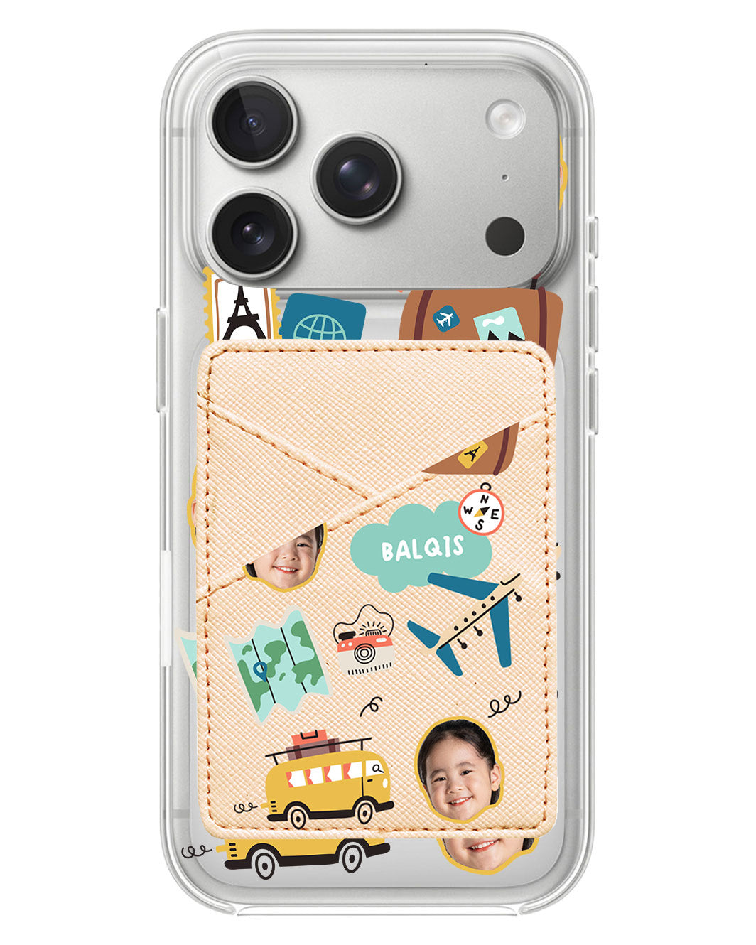 iPhone Phone Wallet Case - Face Grid Travel