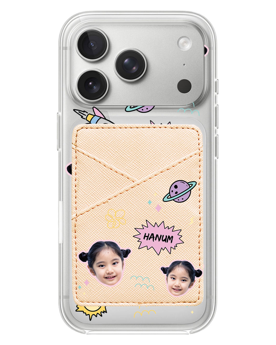 iPhone Phone Wallet Case - Face Grid Space