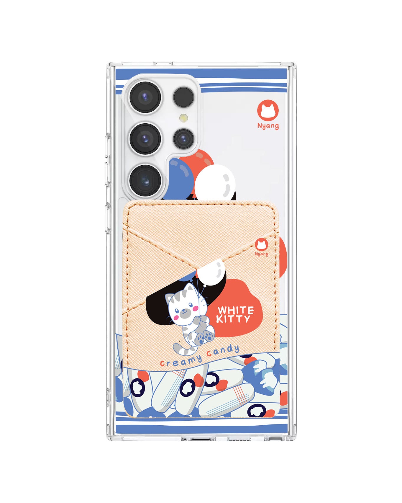 Android Phone Wallet Case - White Kitty
