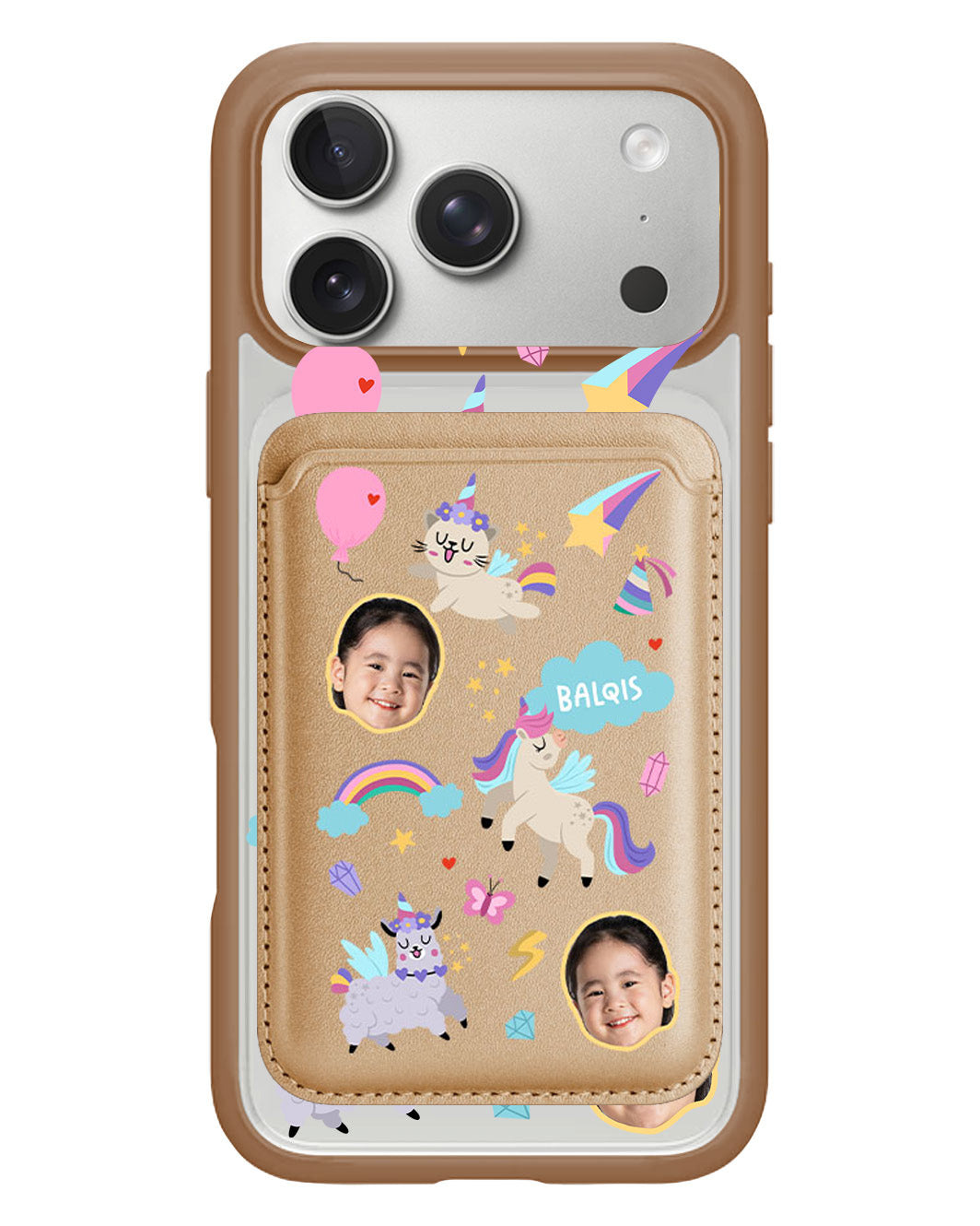 iPhone Magnetic Wallet Case - Face Grid Unicorn