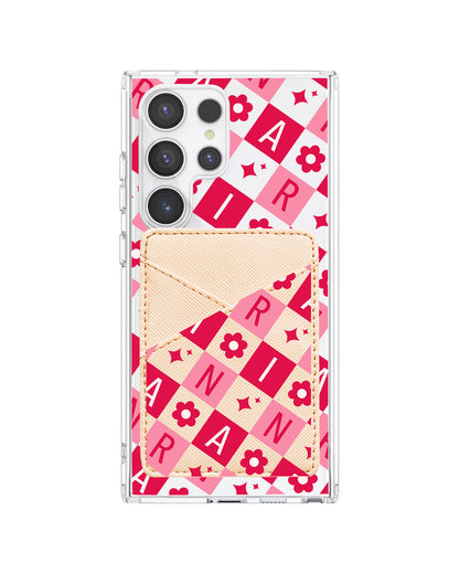 Android Phone Wallet Case - Flower Grid Monogram 1.0
