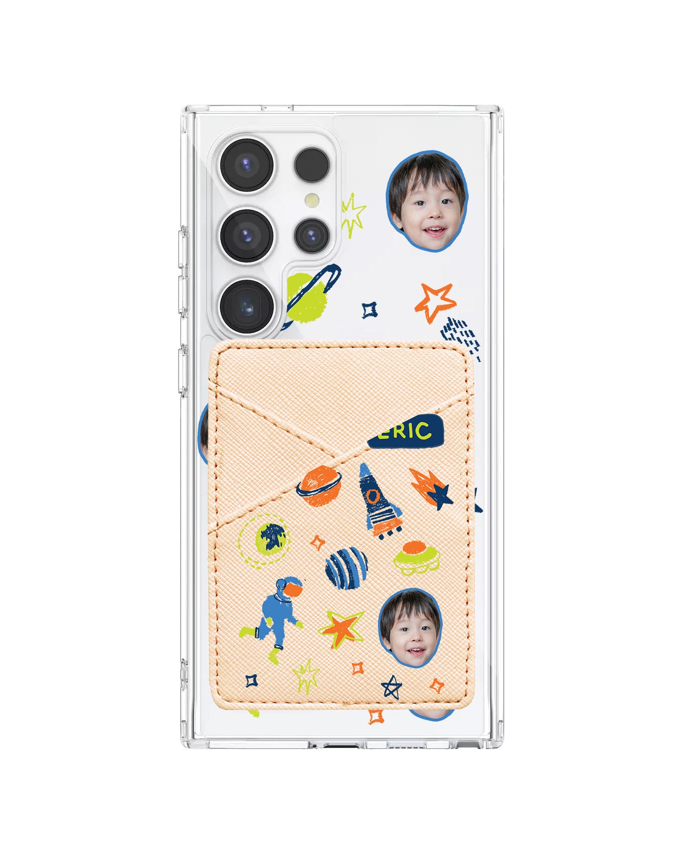 Android Phone Wallet Case - Face Grid Galaxy