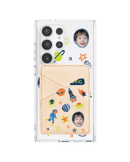 Android Phone Wallet Case - Face Grid Galaxy